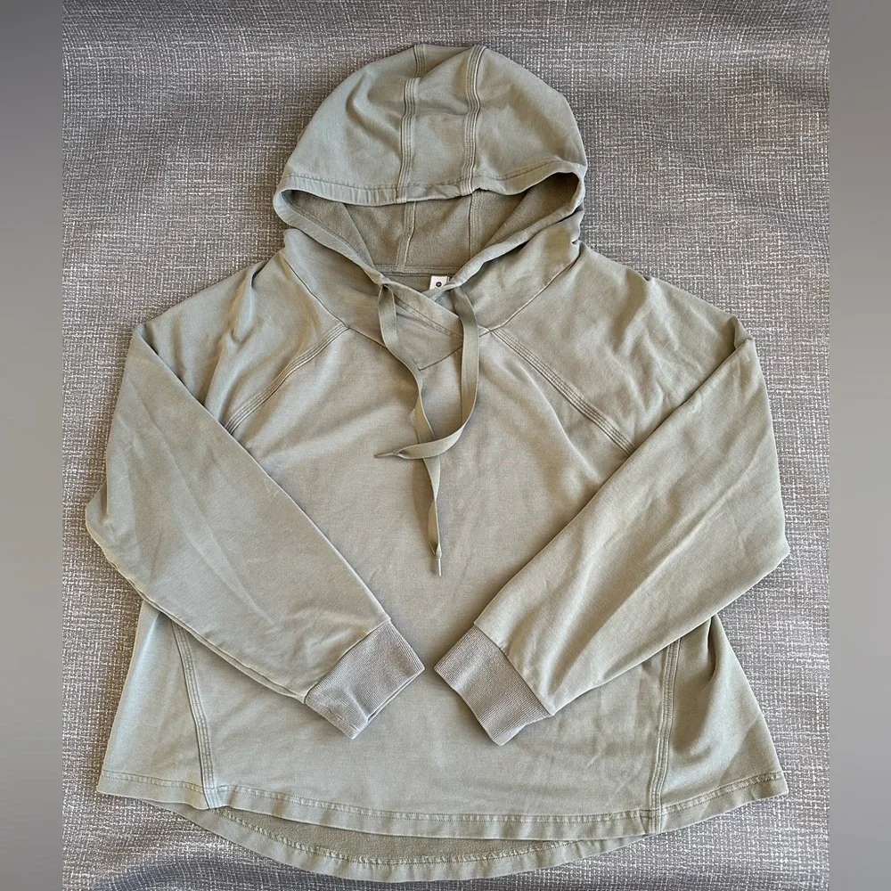 Athleta Boardwalk High Hip Hoodie Olive Gray Sz L Tencel Cozy - Picture 6 of 12